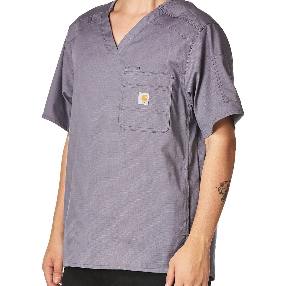Carhartt Men's Gray Force Slim Fit Short Sleeve Work Scrub Top Size M